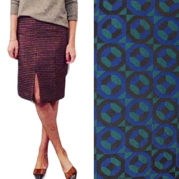 BODEN W6614 GEOMETRIC OCTAGON SLIT PENCIL SKIRT - Picture 1 of 12